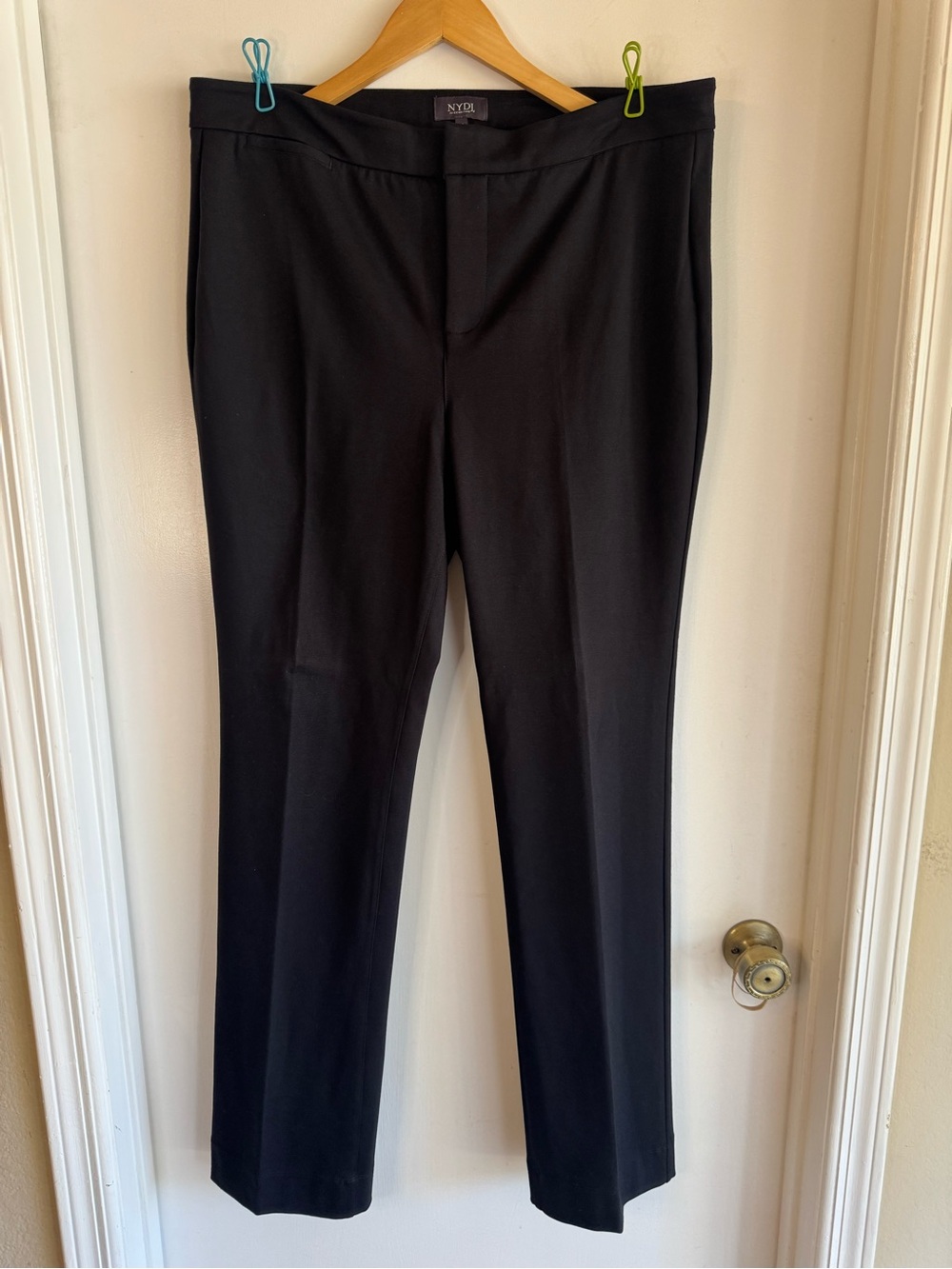 NYDJ straight-leg dress pants featuring a tailored mid-rise waist
